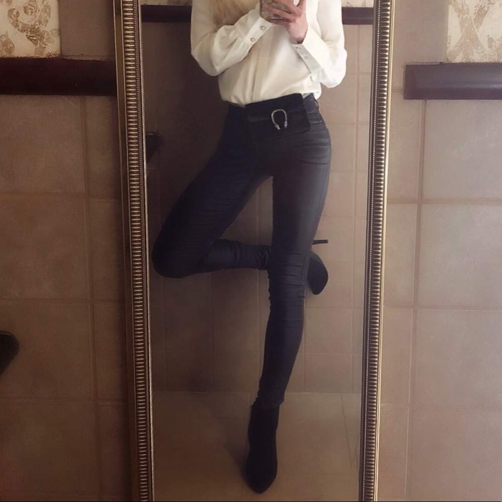 Vero Moda | high waist stretch leather-jeans